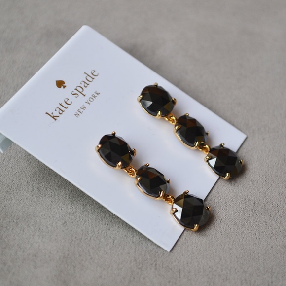 Kate Spade Black Crystal Drop Earrings - Picture 3 of 4